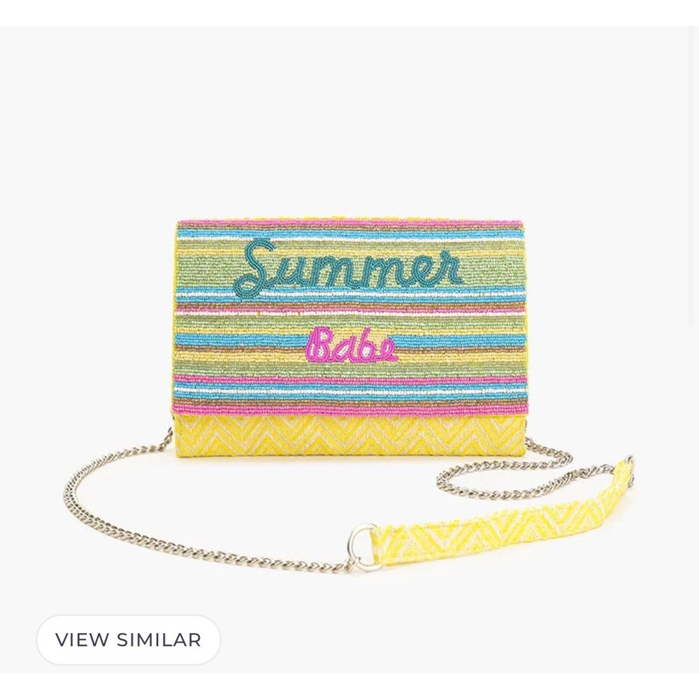 America and beyond SUMMER BABE STRIPE CLUTCH beaded bag new